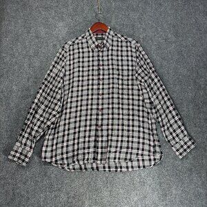 Randolph Shirt Mens Large Button Down Plaid Black White Red  Cotton Flannel